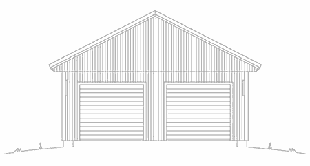 Framsida av garage. Alla typer av garageportar kan monteras.